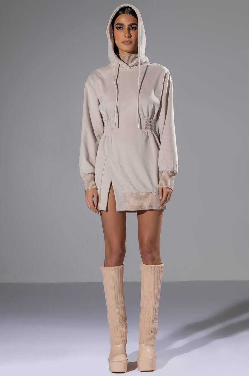 FOREVER YOUNG HOODED MINI DRESS