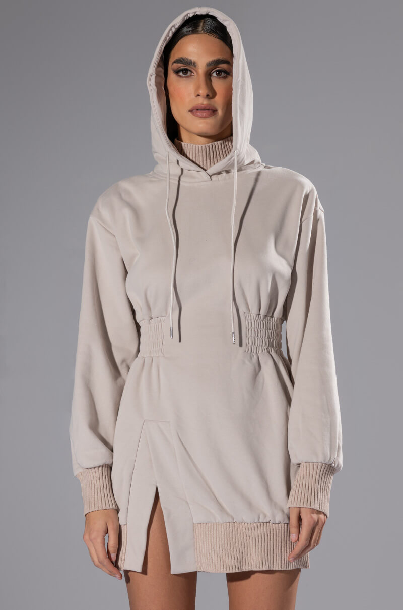 FOREVER YOUNG HOODED MINI DRESS