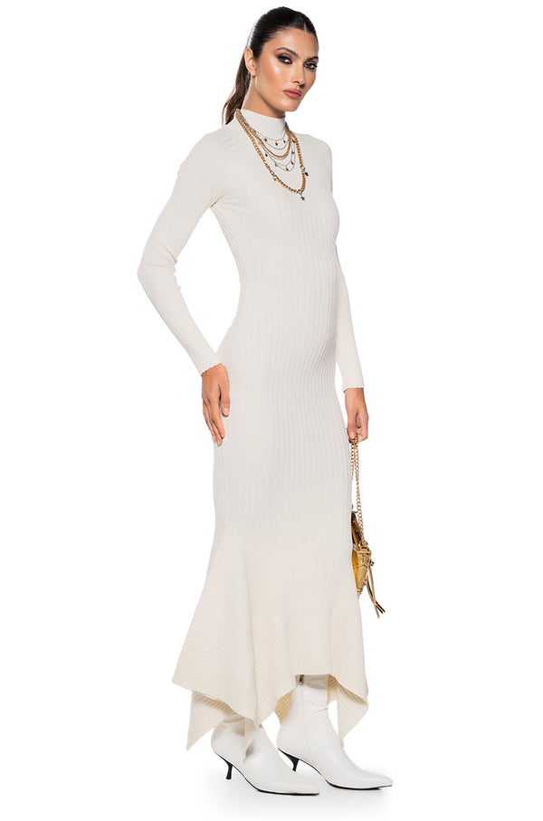 FORGET ME NOT LONG SLEEVE MOCK NECK MIDI DRESS