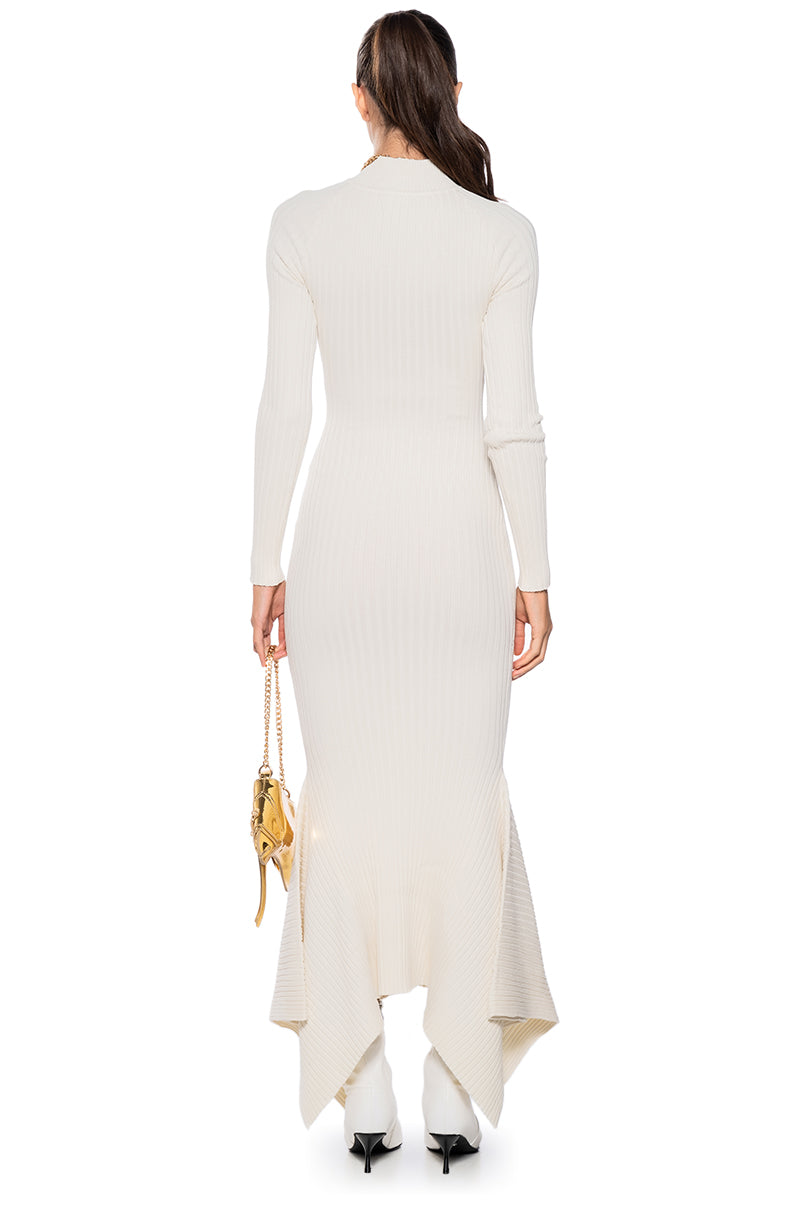 FORGET ME NOT LONG SLEEVE MOCK NECK MIDI DRESS