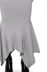 FORGET ME NOT LONG SLEEVE MOCK NECK MAXI DRESS IN HEATHER GREY