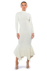 FORGET ME NOT LONG SLEEVE MOCK NECK MIDI DRESS
