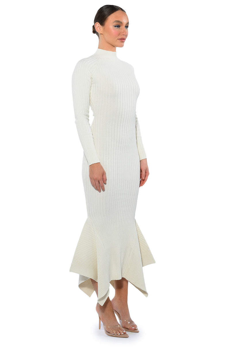 FORGET ME NOT LONG SLEEVE MOCK NECK MIDI DRESS