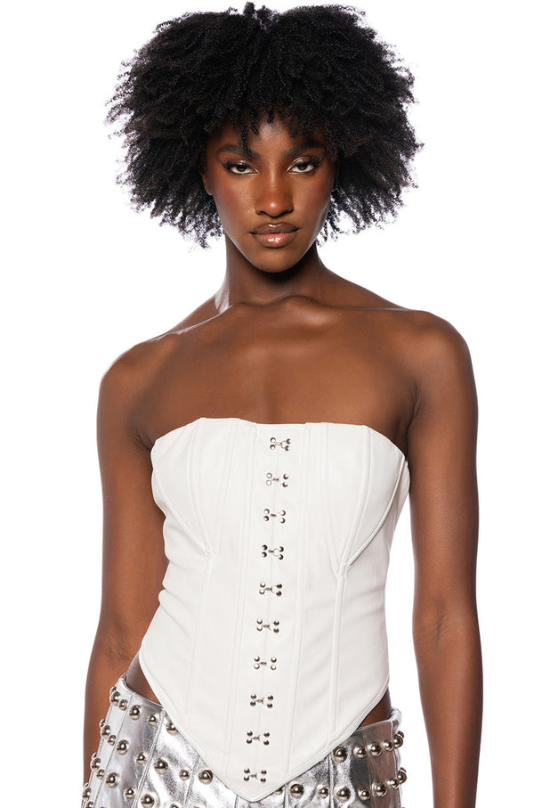 FREE SPIRIT STRUCTURED CORSET TOP IN WHITE