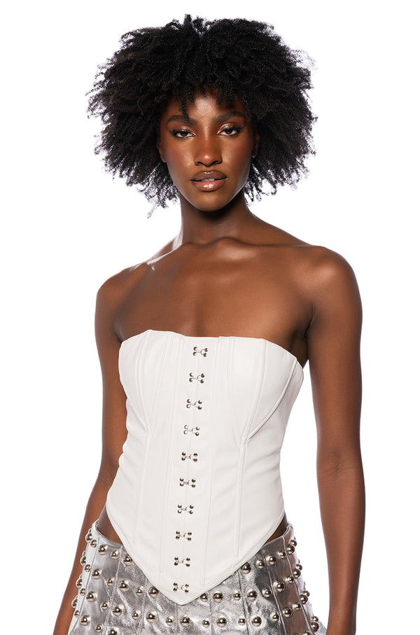 FREE SPIRIT STRUCTURED CORSET TOP IN WHITE