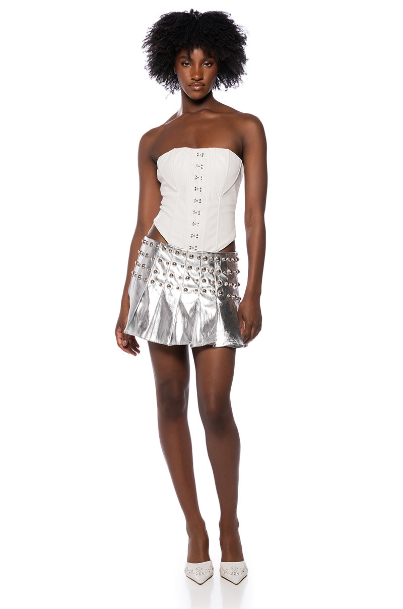 FREE SPIRIT STRUCTURED CORSET TOP IN WHITE