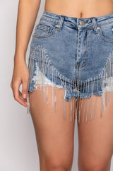 FRESH OUT THE RUNWAY RHINESTONE DENIM SHORT