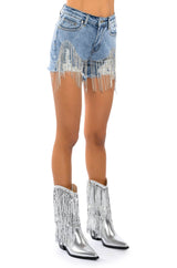 FRESH OUT THE RUNWAY RHINESTONE DENIM SHORT