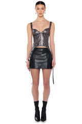 FREYA FAUX LEATHER ANIMAL PRINT CORSET TOP