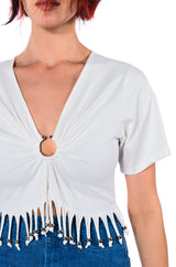 FRINGE HEM SHORT SLEEVE TSHIRT