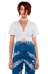 FRINGE HEM SHORT SLEEVE TSHIRT
