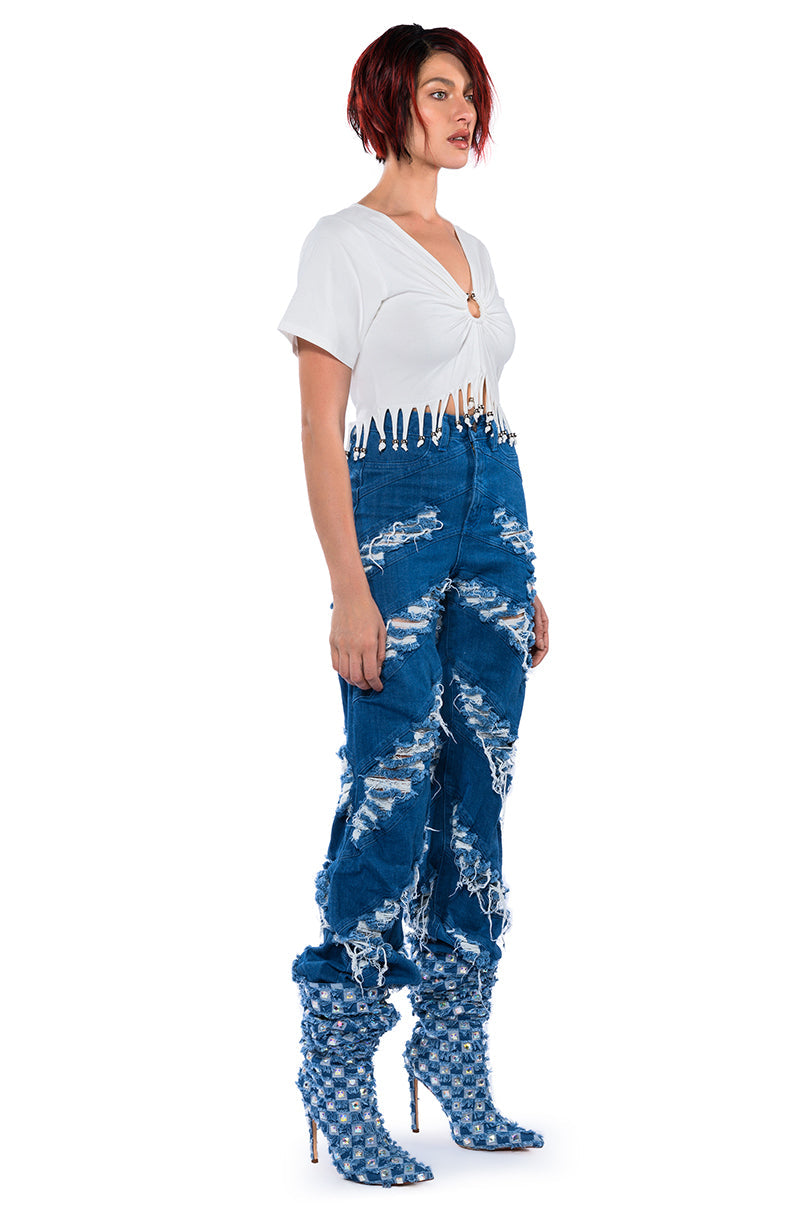 FRINGE HEM SHORT SLEEVE TSHIRT
