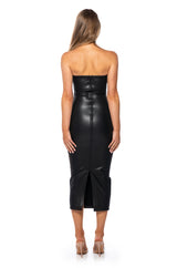FRONT ROW BODYCON STRAPLESS MAXI DRESS IN BLACK