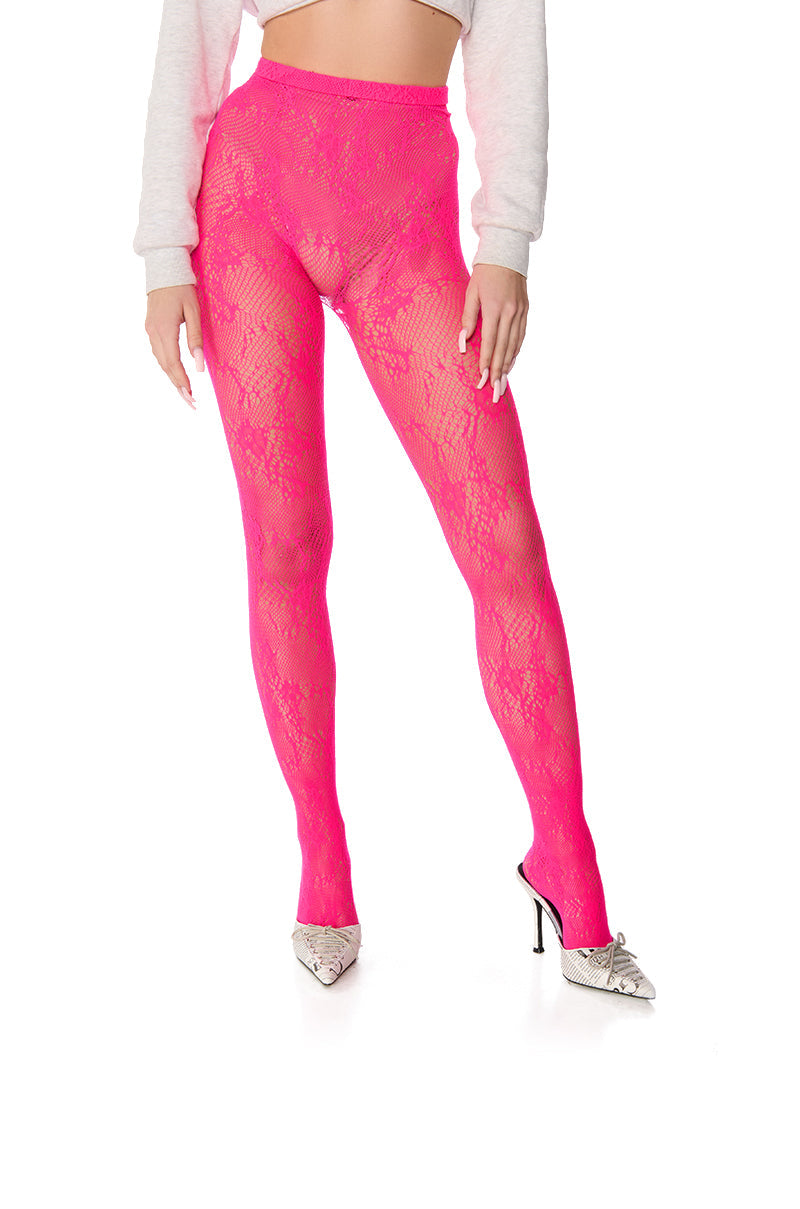 FUSCHIA ALL OVER LACE TIGHT