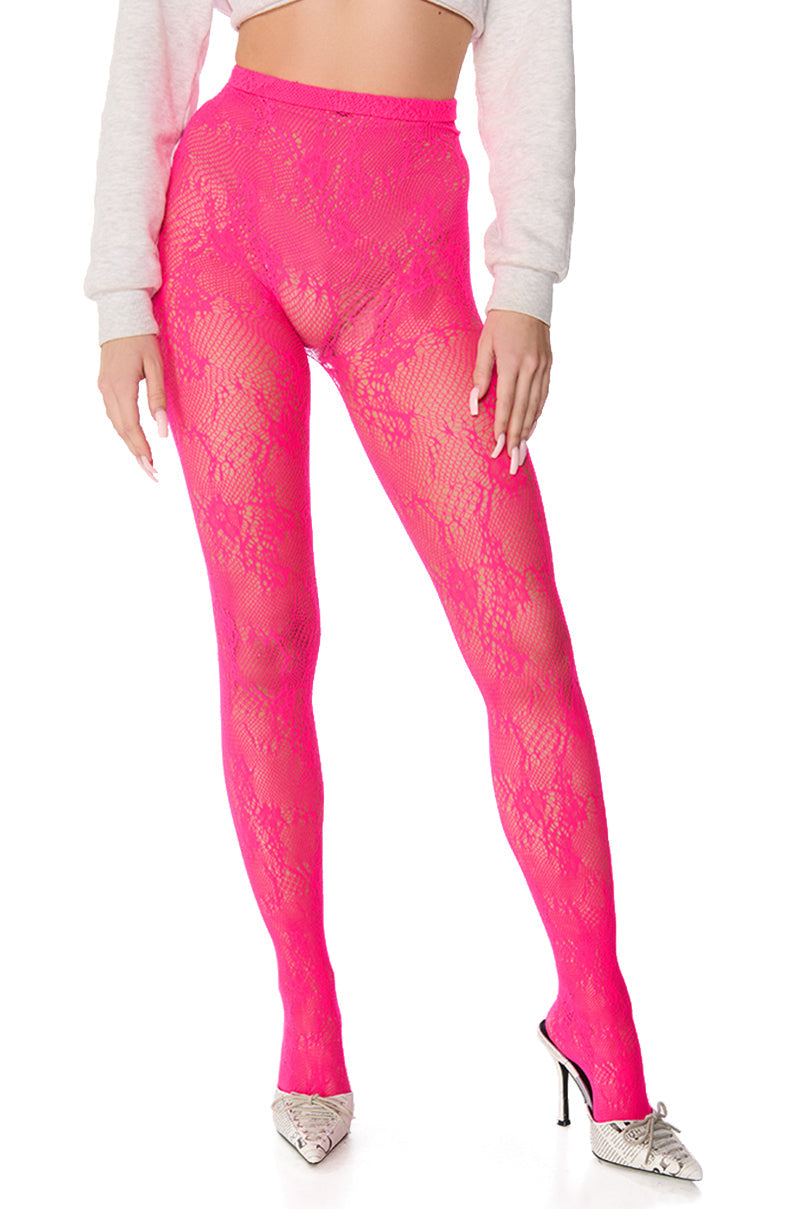 FUSCHIA ALL OVER LACE TIGHT