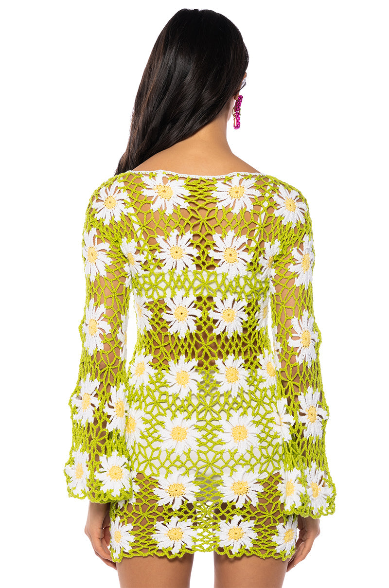 GARDEN ANGEL CROCHET MINI DRESS