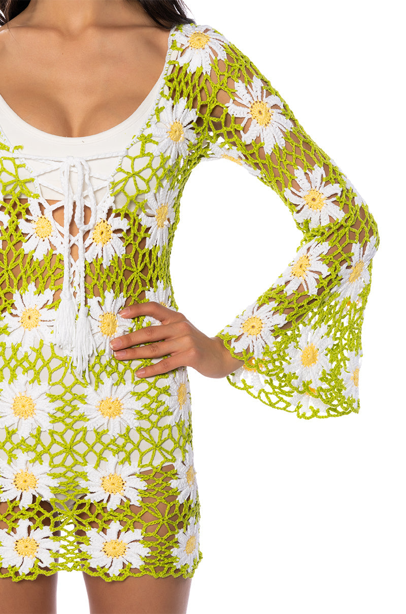 GARDEN ANGEL CROCHET MINI DRESS
