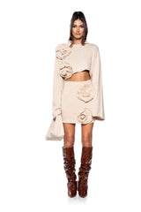 GARDENIA APPLIQUE KNIT MINI SKIRT