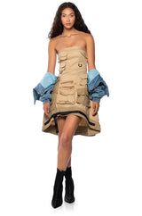 GAZELLE STRAPLESS CARGO MIDI DRESS