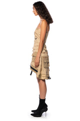 GAZELLE STRAPLESS CARGO MIDI DRESS