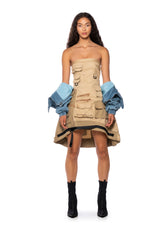 GAZELLE STRAPLESS CARGO MIDI DRESS