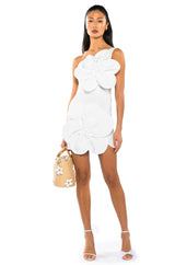 GEMMA FLORAL DETAIL ONE SHOULDER MINI DRESS