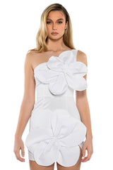 GEMMA FLORAL DETAIL ONE SHOULDER MINI DRESS