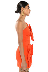 GEMMA FLORAL DETAIL ONE SHOULDER MINI DRESS