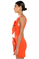 GEMMA FLORAL DETAIL ONE SHOULDER MINI DRESS