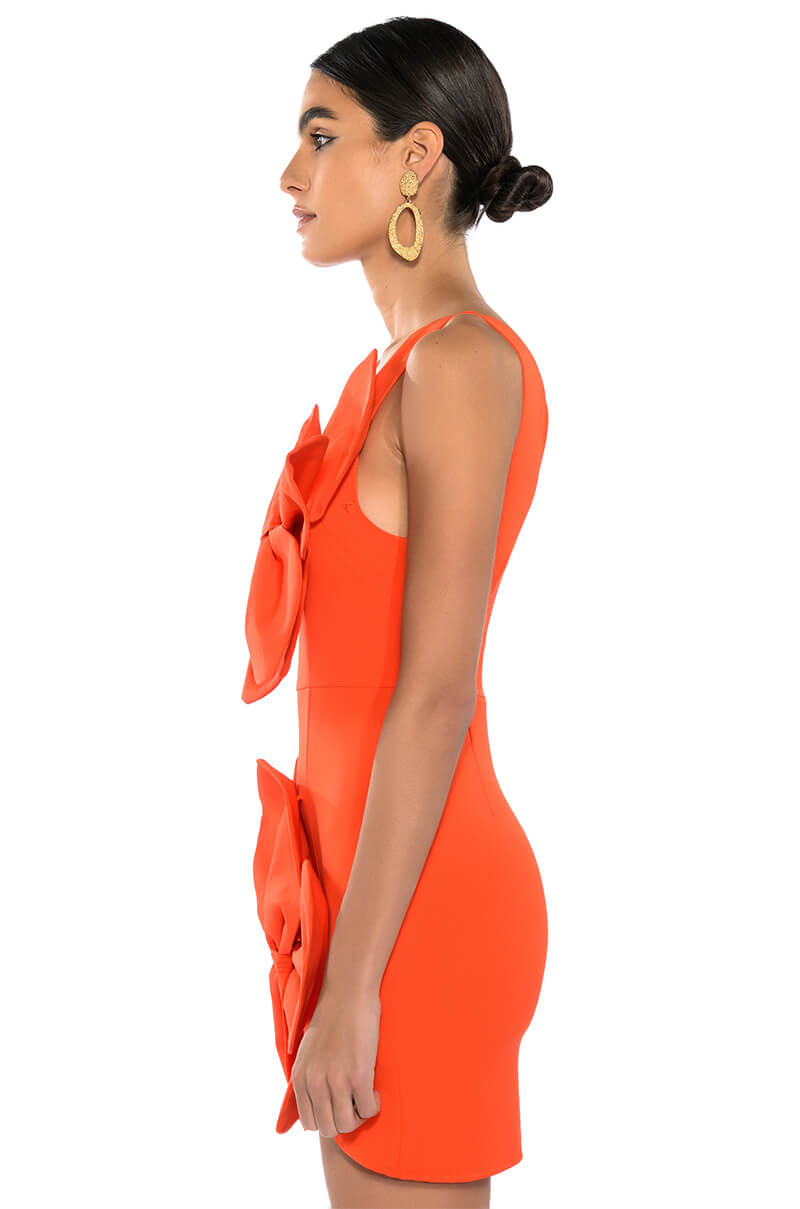 GEMMA FLORAL DETAIL ONE SHOULDER MINI DRESS