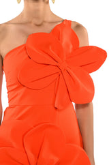 GEMMA FLORAL DETAIL ONE SHOULDER MINI DRESS