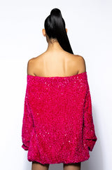 GEMMA OFF THE SHOULDER VOLUMINOUS SEQUIN MINI DRESS