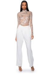 GEO METALLIC MOCK NECK TOP