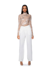 GEO METALLIC MOCK NECK TOP
