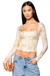 GEO METALLIC SQUARE NECK TOP