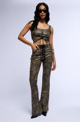 GEORGIA LACE UP FAUX LEATHER LOOK CORSET TOP