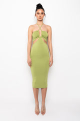 GET RIGHT MIDI HALTER TOP DRESS