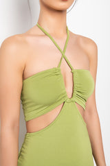 GET RIGHT MIDI HALTER TOP DRESS