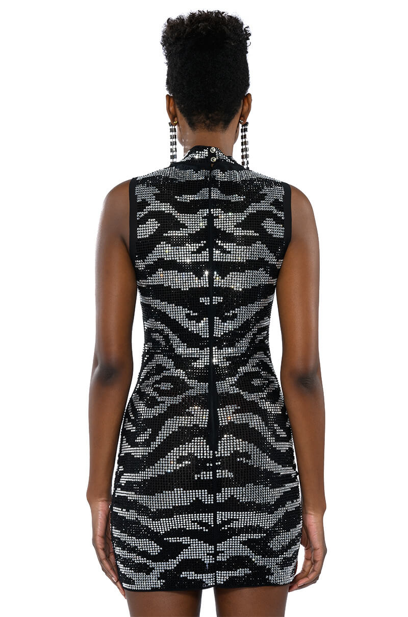 GET WILD RHINESTONE MINI DRESS