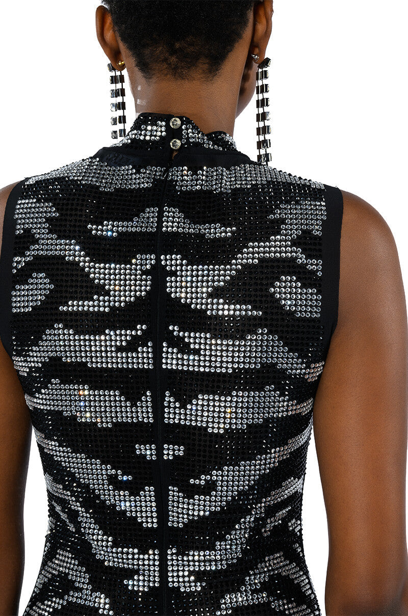 GET WILD RHINESTONE MINI DRESS