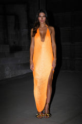 GIANINA FRINGED COWL NECK MAXI DRESS