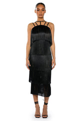 GIGGLE WATERS MAXI FRINGE LAYERED DRESS