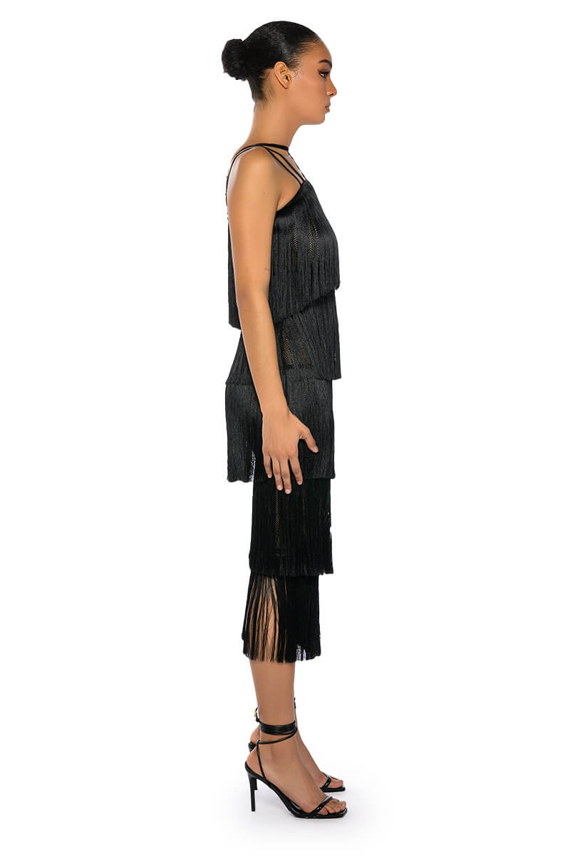 GIGGLE WATERS MAXI FRINGE LAYERED DRESS