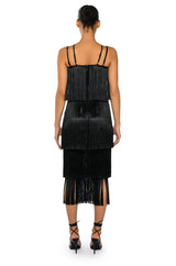 GIGGLE WATERS MAXI FRINGE LAYERED DRESS