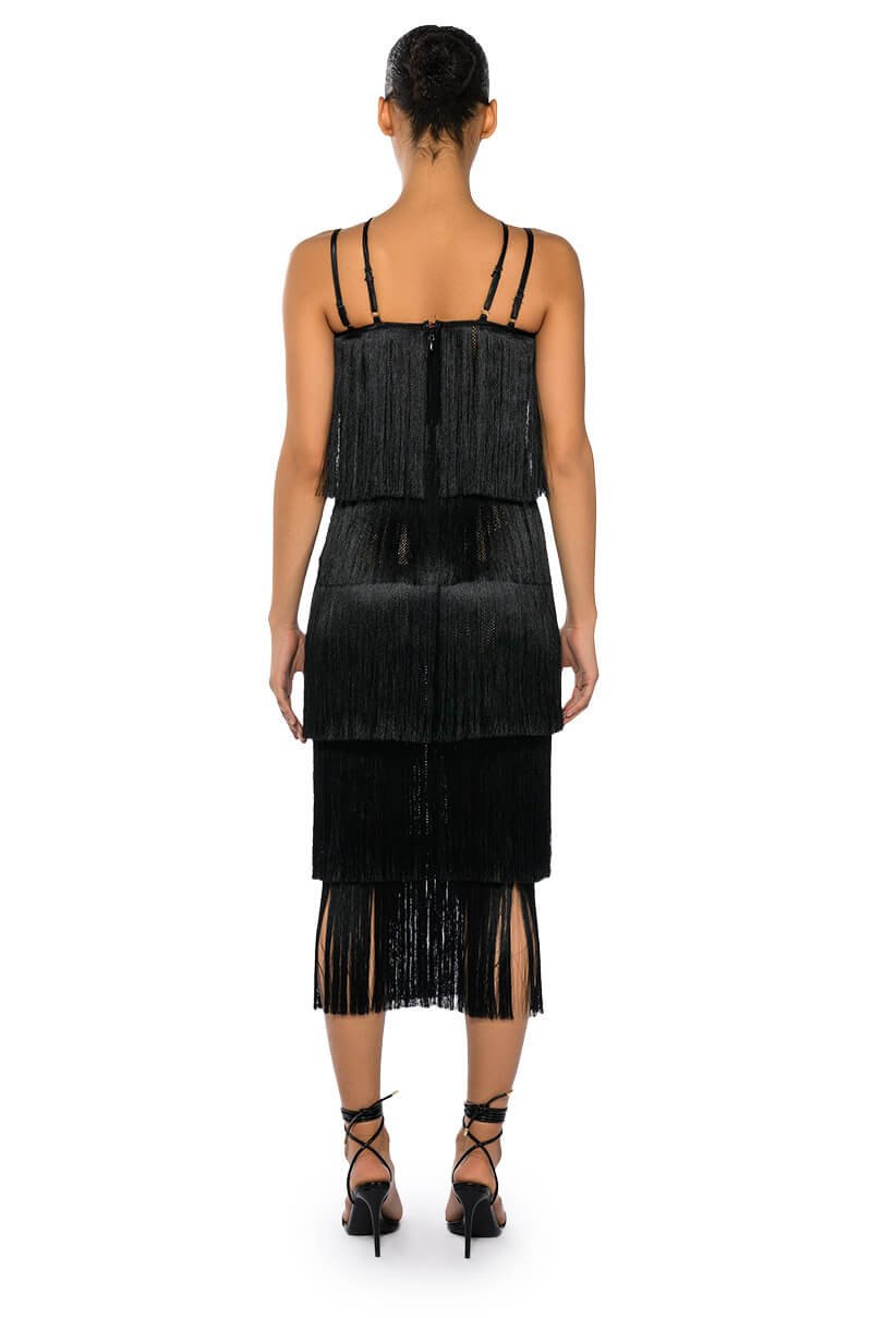 GIGGLE WATERS MAXI FRINGE LAYERED DRESS