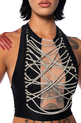 GIMME MORE EMBELLISHED HALTER NECK TOP