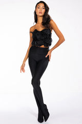 GIN FIZZ STRAPLESS APPLIQUE CROPPED BLOUSE