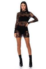 GINA MESH PATCHWORK MINI DRESS