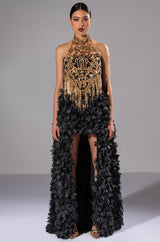 GIRL ON FIRE CASCADING HIGH LOW TUBE DRESS