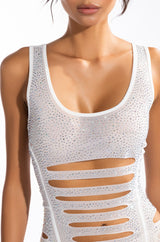 GIRLS JUST WANT TO HAVE FUN MINI RHINESTONE DRESS